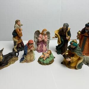 Christmas Nativity Set by Holiday Home Accents 11 piece porcelain gold accents